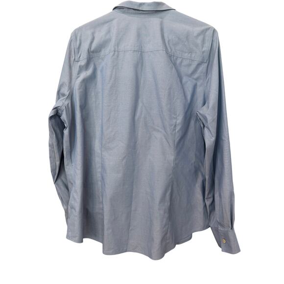 Foxcroft Blue Button Up Blouse Long Sleeve Collar Cotton No Iron Women’s 16 EUC - Picture 4 of 6